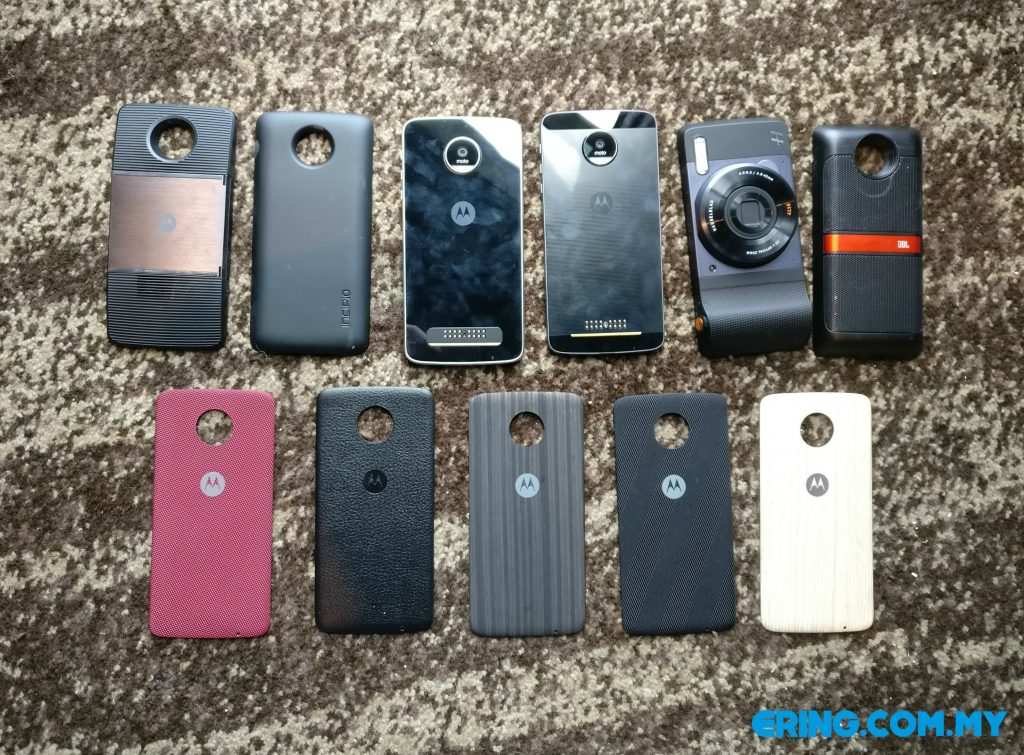 Pilihan Moto Mods dan Style Shells yang ditawarkan Lenovo bersama-sama Moto Z dan Moto Z Play.